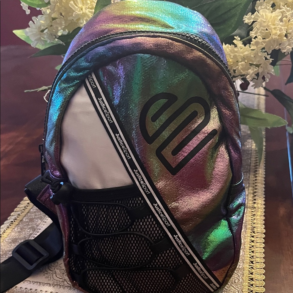 Justice Iridescent Backpack with Black Trim